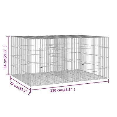 2-Panel Rabbit Cage 110x79x54 cm Galvanised Iron