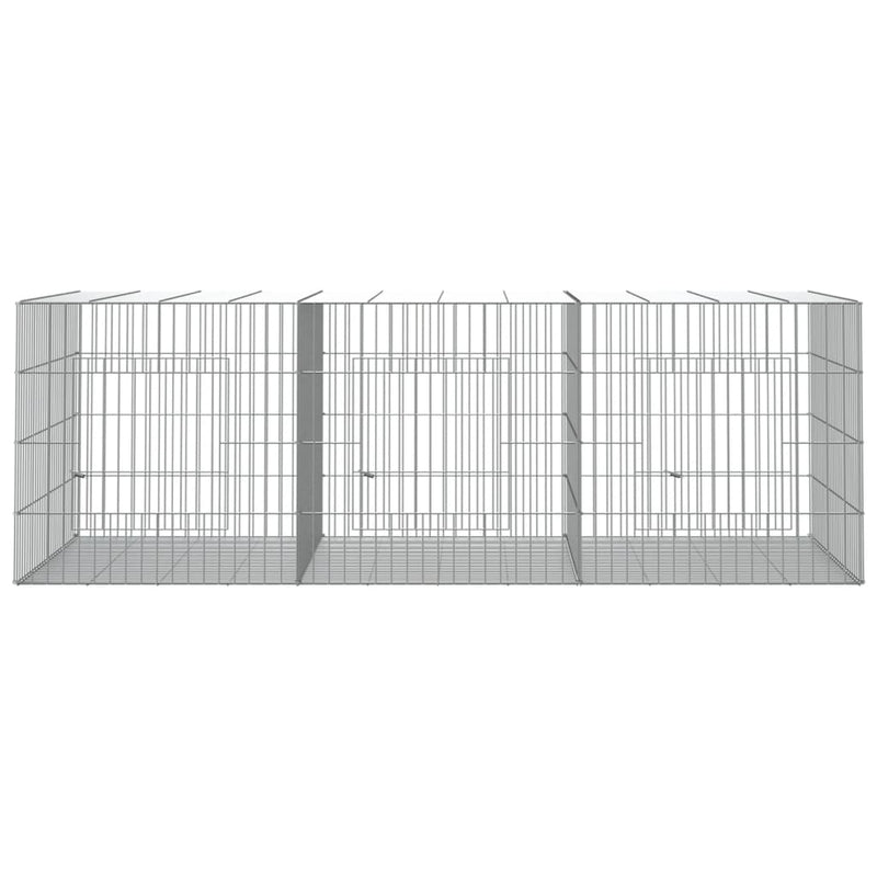 3-Panel Rabbit Cage 163x79x54 cm Galvanised Iron