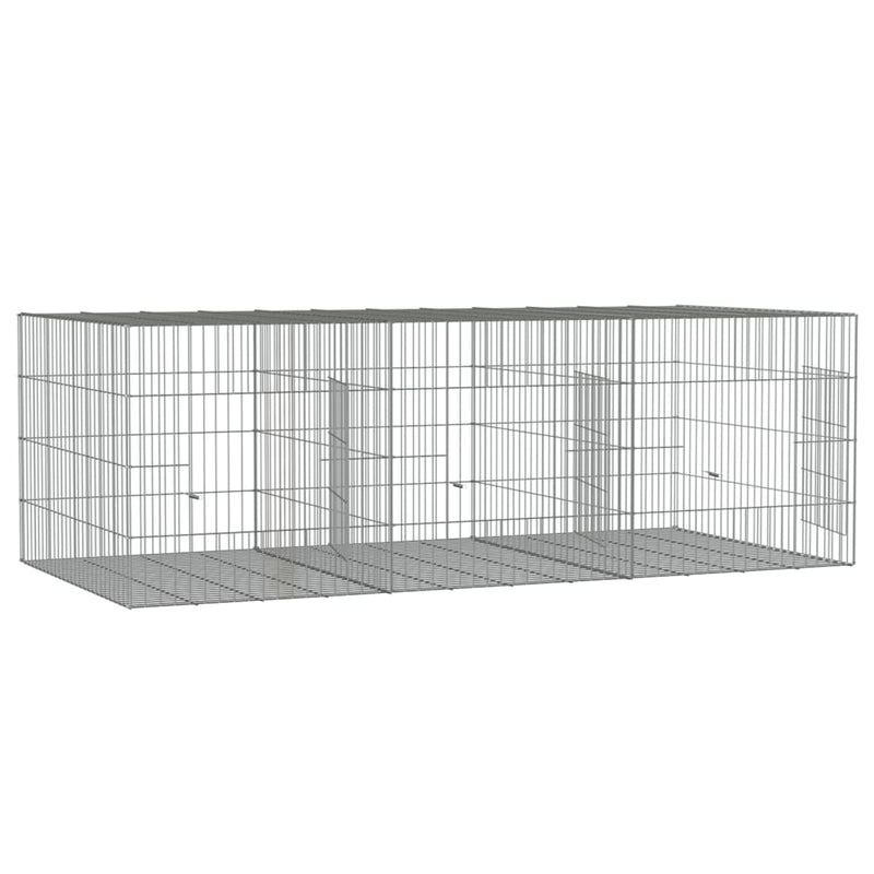 3-Panel Rabbit Cage 163x79x54 cm Galvanised Iron