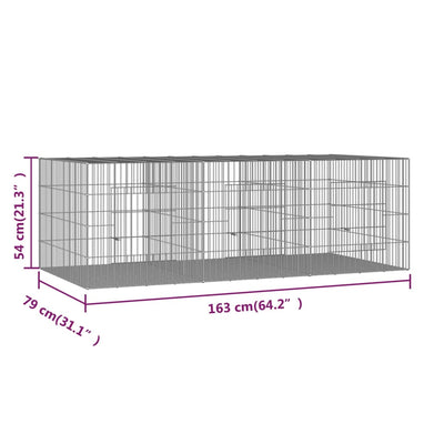 3-Panel Rabbit Cage 163x79x54 cm Galvanised Iron