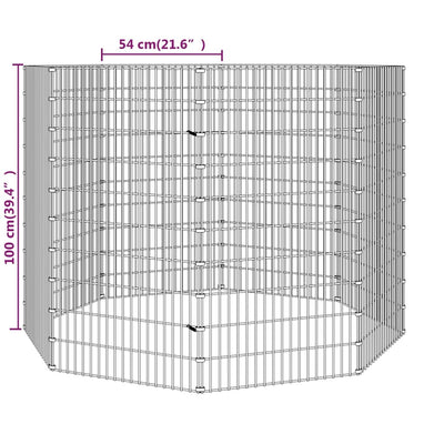 8-Panel Rabbit Cage 54x100 cm Galvanised Iron