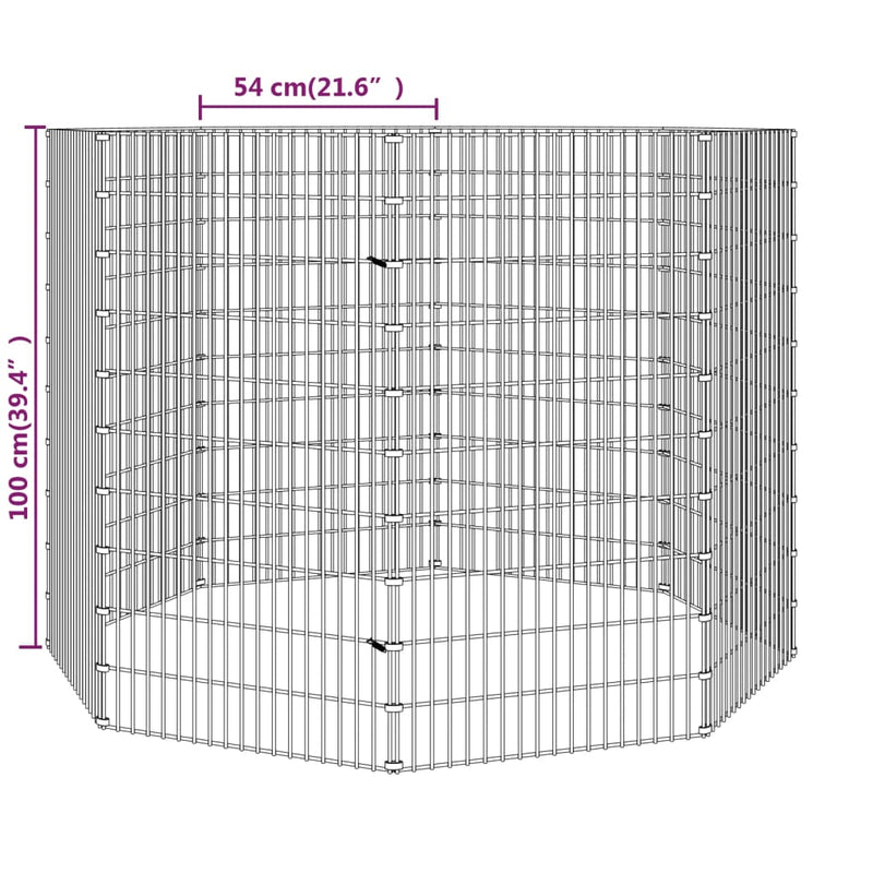 8-Panel Rabbit Cage 54x100 cm Galvanised Iron