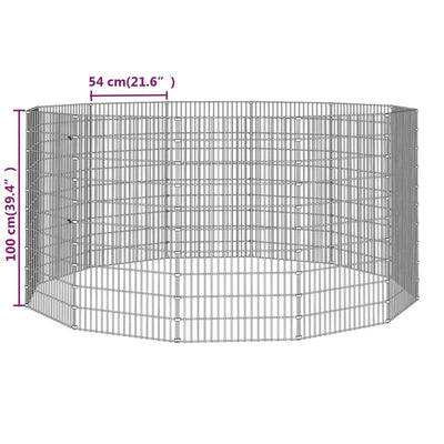 12-Panel Rabbit Cage 54x100 cm Galvanised Iron