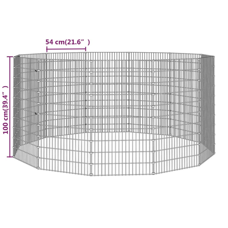 12-Panel Rabbit Cage 54x100 cm Galvanised Iron