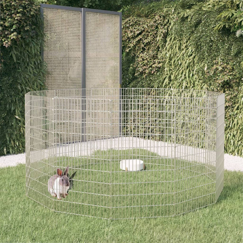 12-Panel Rabbit Cage 54x100 cm Galvanised Iron