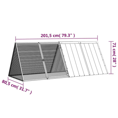 Rabbit Cage Anthracite 201.5x80.5x71 cm Galvanised Steel