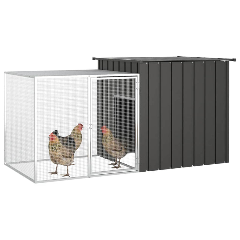 Chicken Cage Anthracite 200x91x100 cm Galvanised Steel