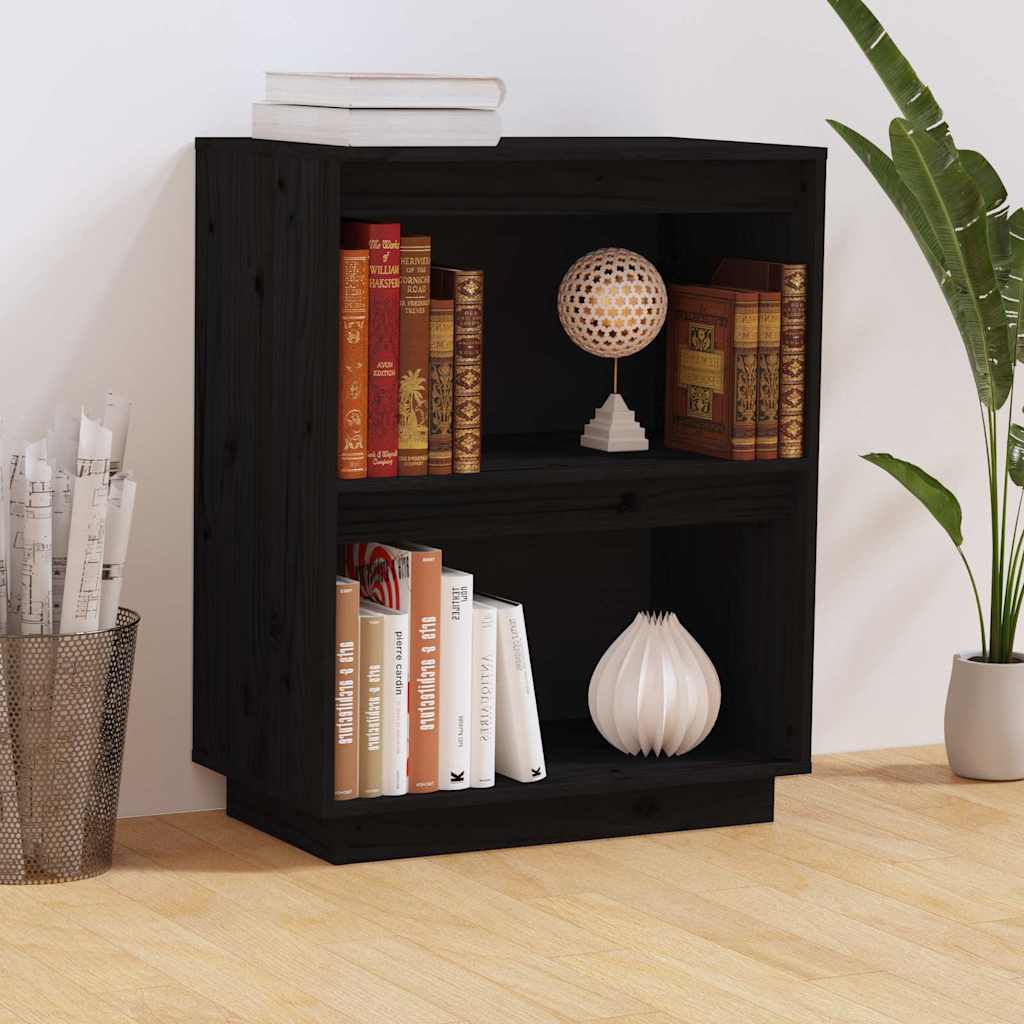 vidaXL Console Cabinet Black 60x34x75 cm Solid Wood Pine 1