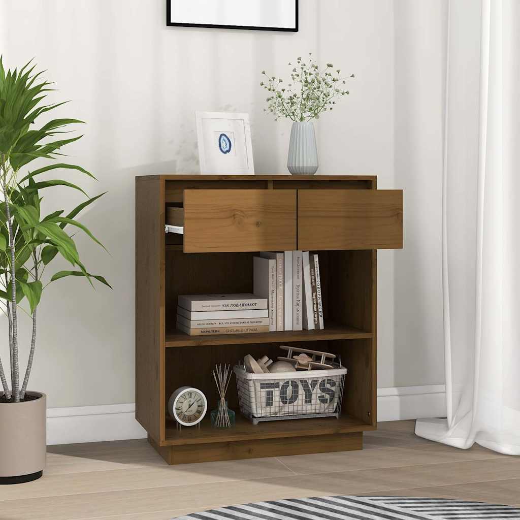vidaXL Console Cabinet | Honey Brown | Solid Pine Wood | Compact 3