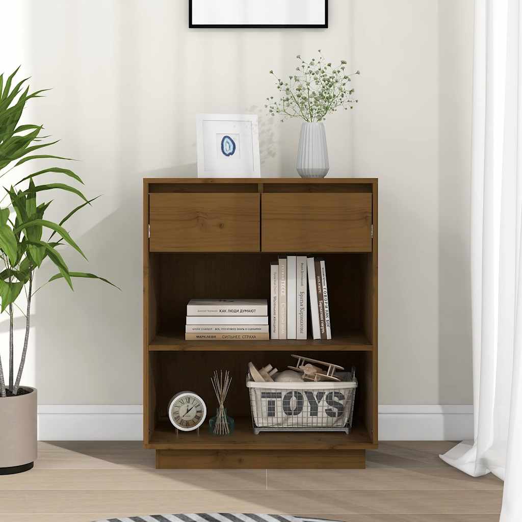 vidaXL Console Cabinet | Honey Brown | Solid Pine Wood | Compact 1