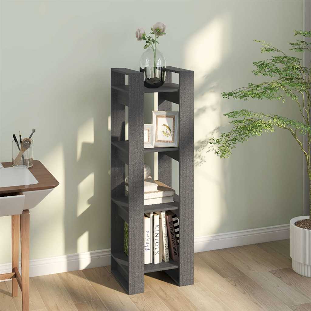 vidaXL Book Cabinet | Grey | Solid pine wood | 125 cm high | Book Cabinet 6