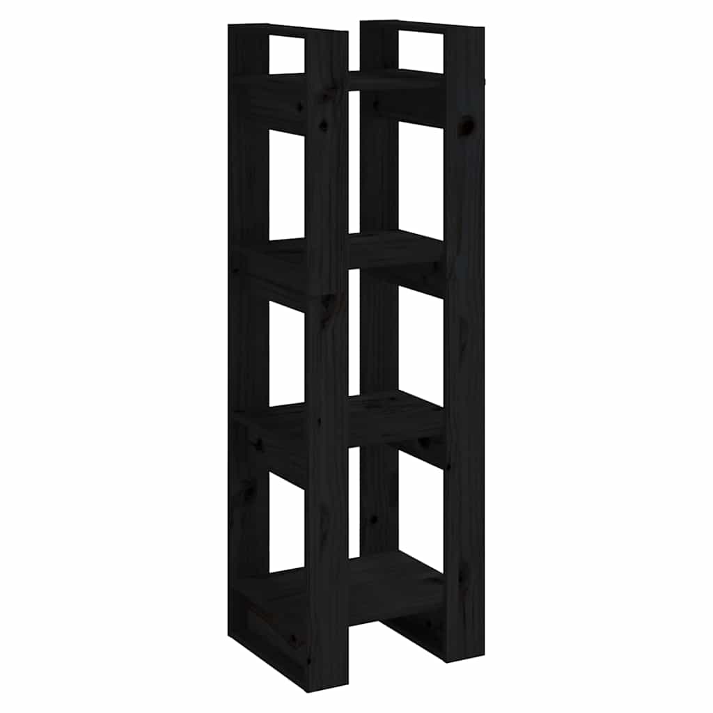 vidaXL Book Cabinet/Room Divider Black 41x35x125 cm Solid Wood Pine 2