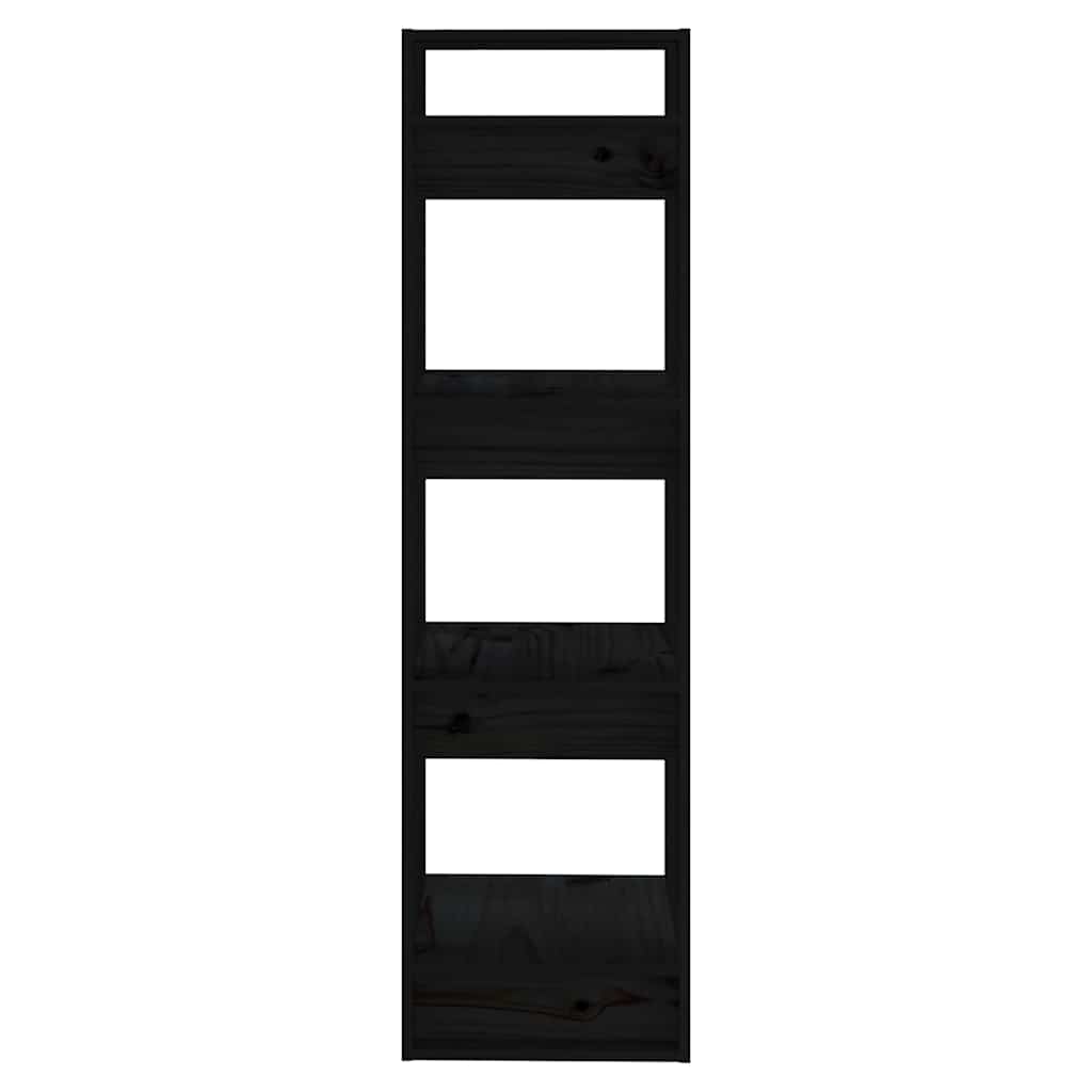 vidaXL Book Cabinet/Room Divider Black 41x35x125 cm Solid Wood Pine 4