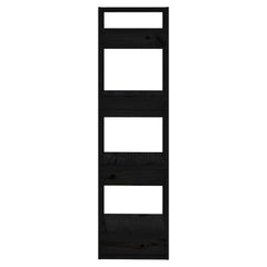 vidaXL Book Cabinet/Room Divider Black 41x35x125 cm Solid Wood Pine 4