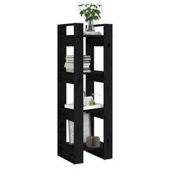 vidaXL Book Cabinet/Room Divider Black 41x35x125 cm Solid Wood Pine 5