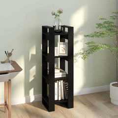 vidaXL Book Cabinet/Room Divider Black 41x35x125 cm Solid Wood Pine 6
