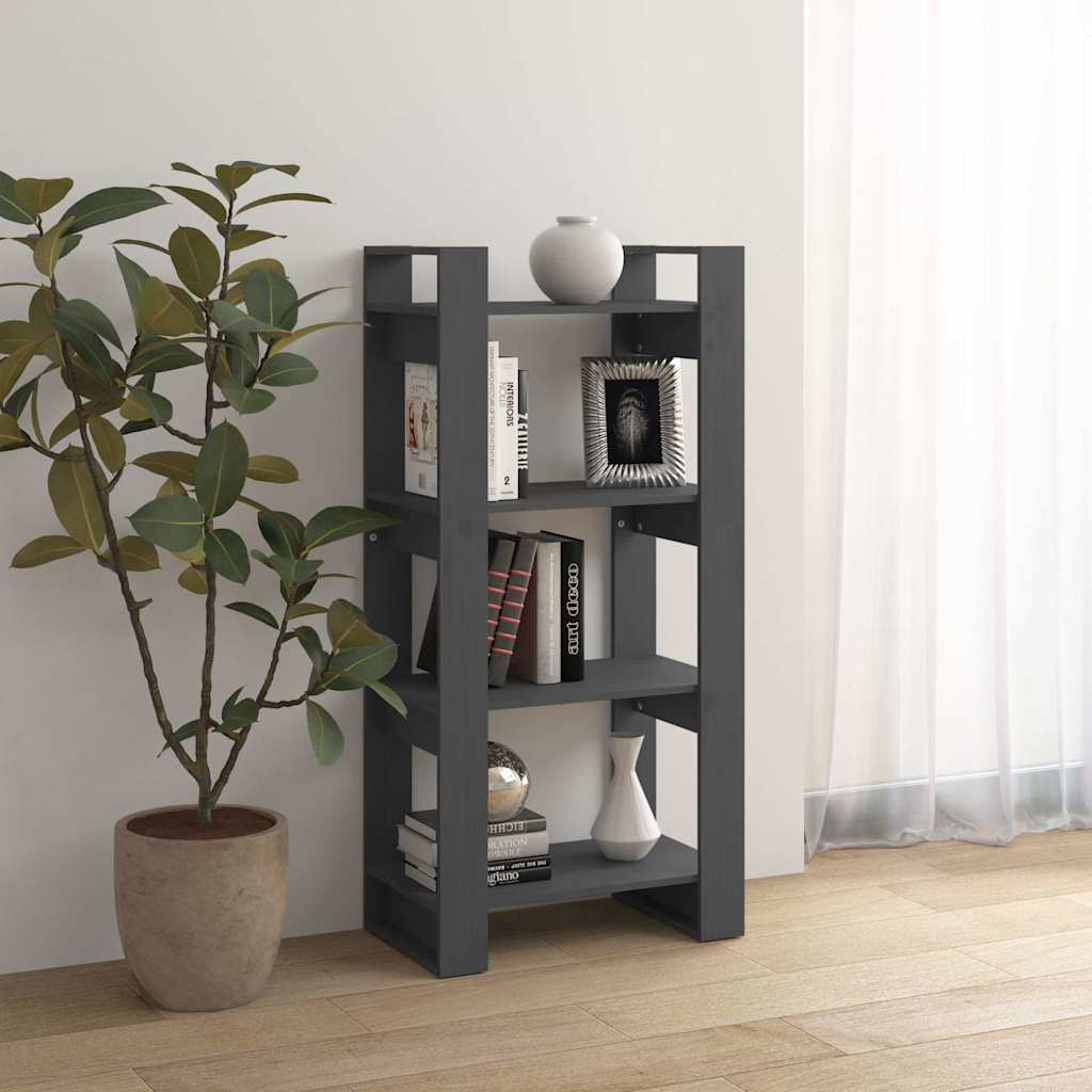 vidaXL Book Cabinet | Grey | Solid pine wood | 60x35x125 cm | Book Cabinet 6