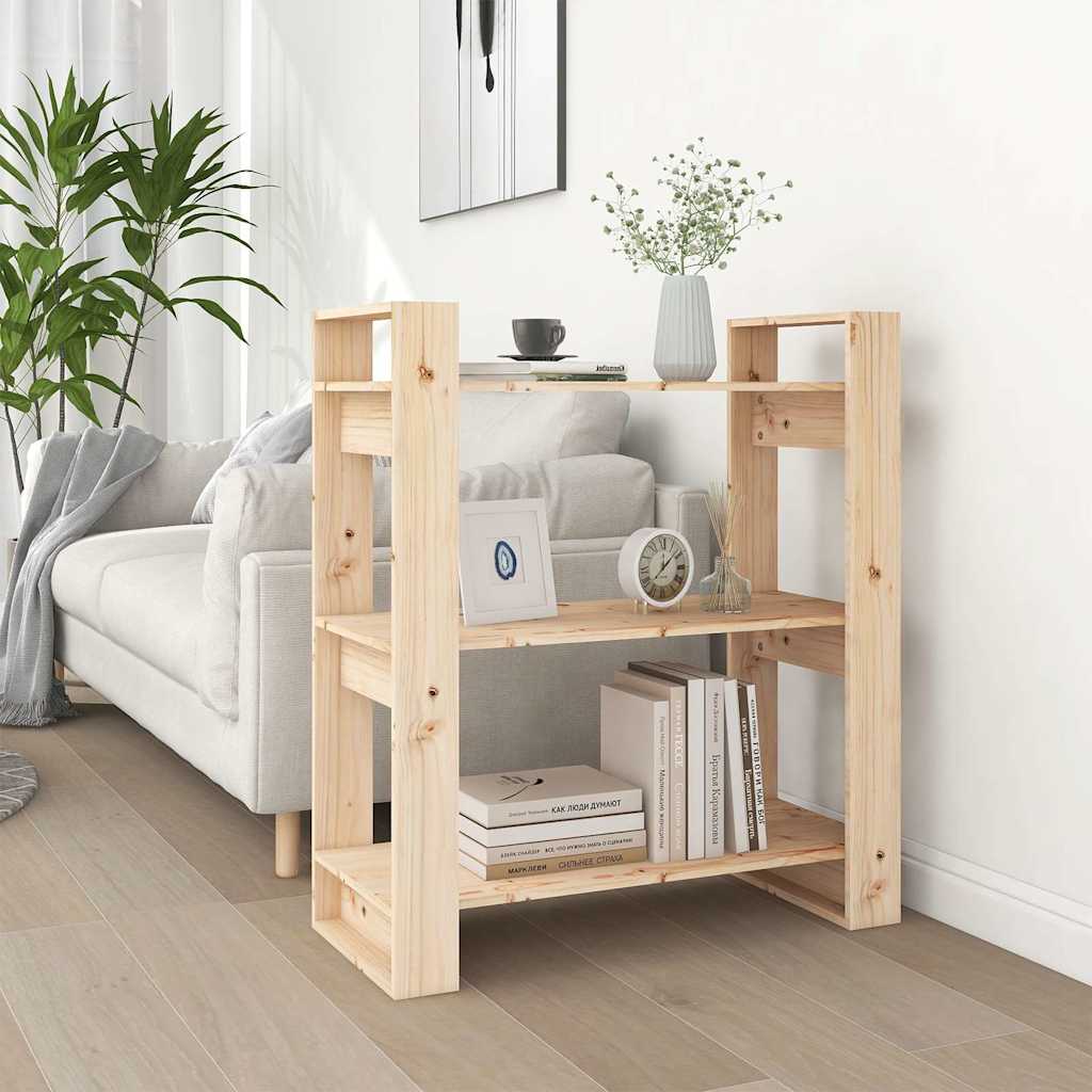 vidaXL Book Cabinet/Room Divider Solid Wood Pine Width 80 cm