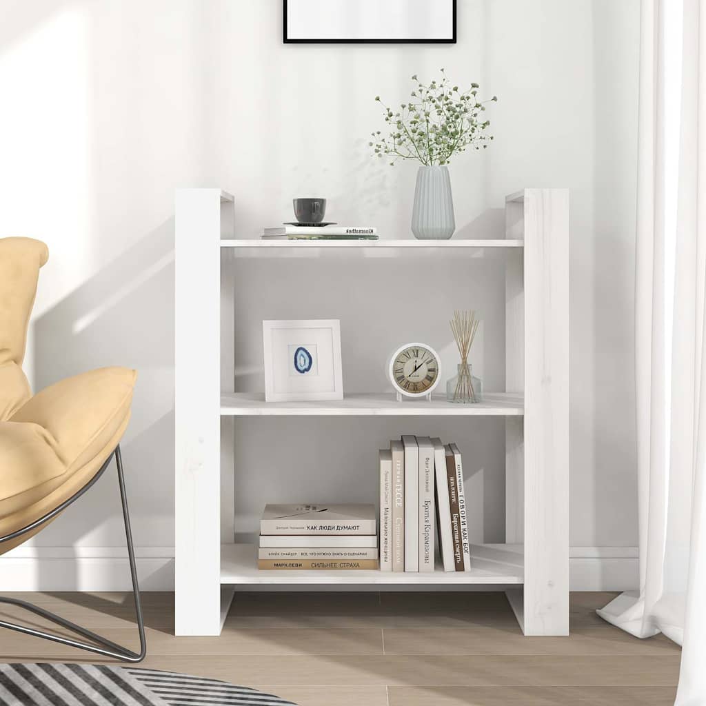 Book Cabinet/Room Divider Solid Wood Pine Width 80 cm White 91 cm