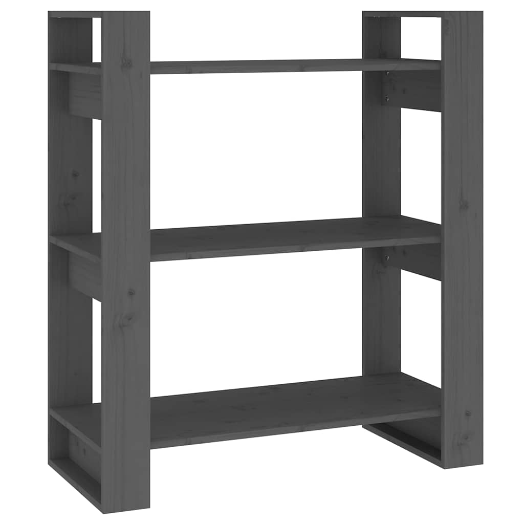 vidaXL Book Cabinet | Grey | Solid Pine Wood | 80x35x91 cm | Book Cabinet 2