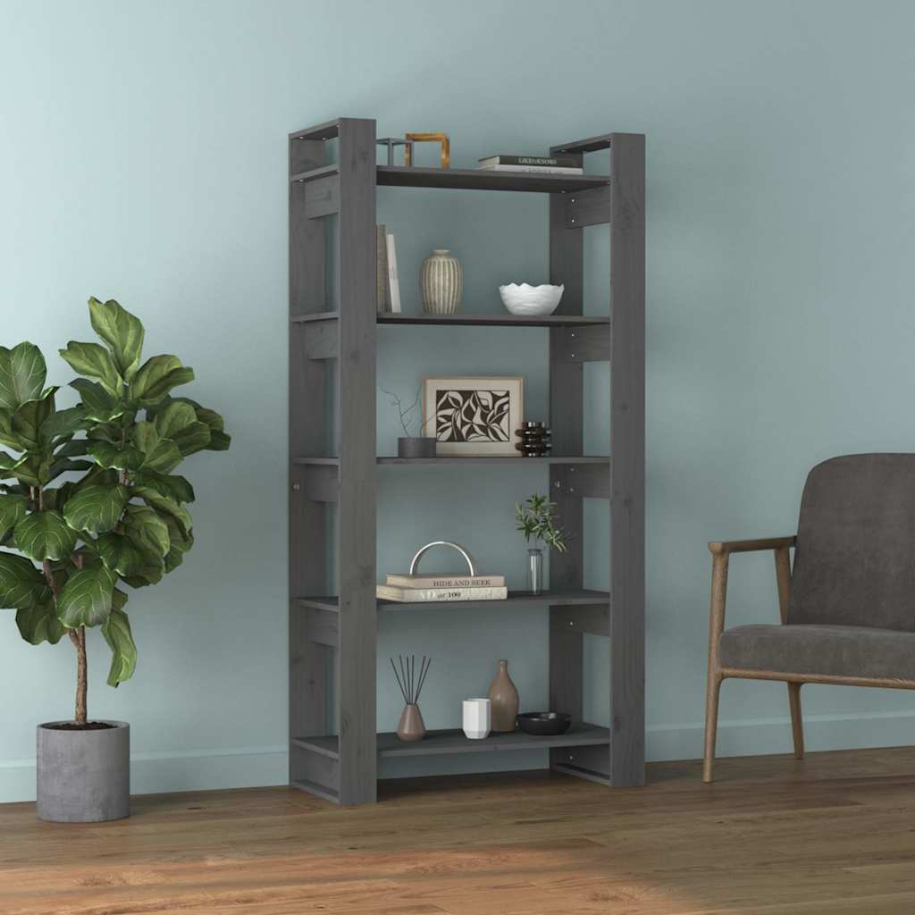 Book Cabinet/Room Divider Solid Wood Pine Width 80 cm Grey 160 cm