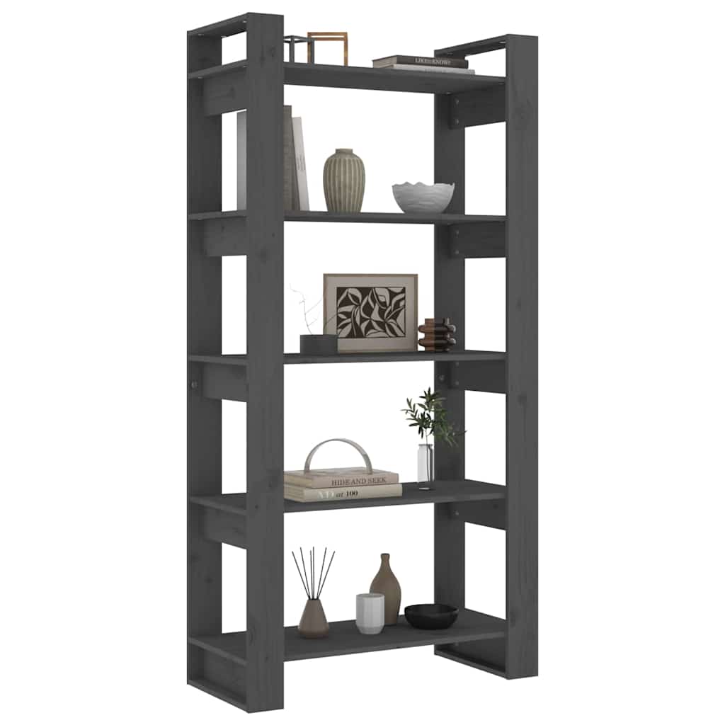 vidaXL Book Cabinet | Grey | Solid pine wood | Medium | Book Cabinet 4