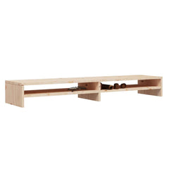 vidaXL Monitor Stand | Natural Pine | Solid Pine Wood | 100 cm long 4