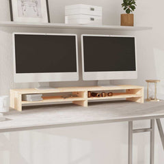 vidaXL Monitor Stand | Natural Pine | Solid Pine Wood | 100 cm long 1