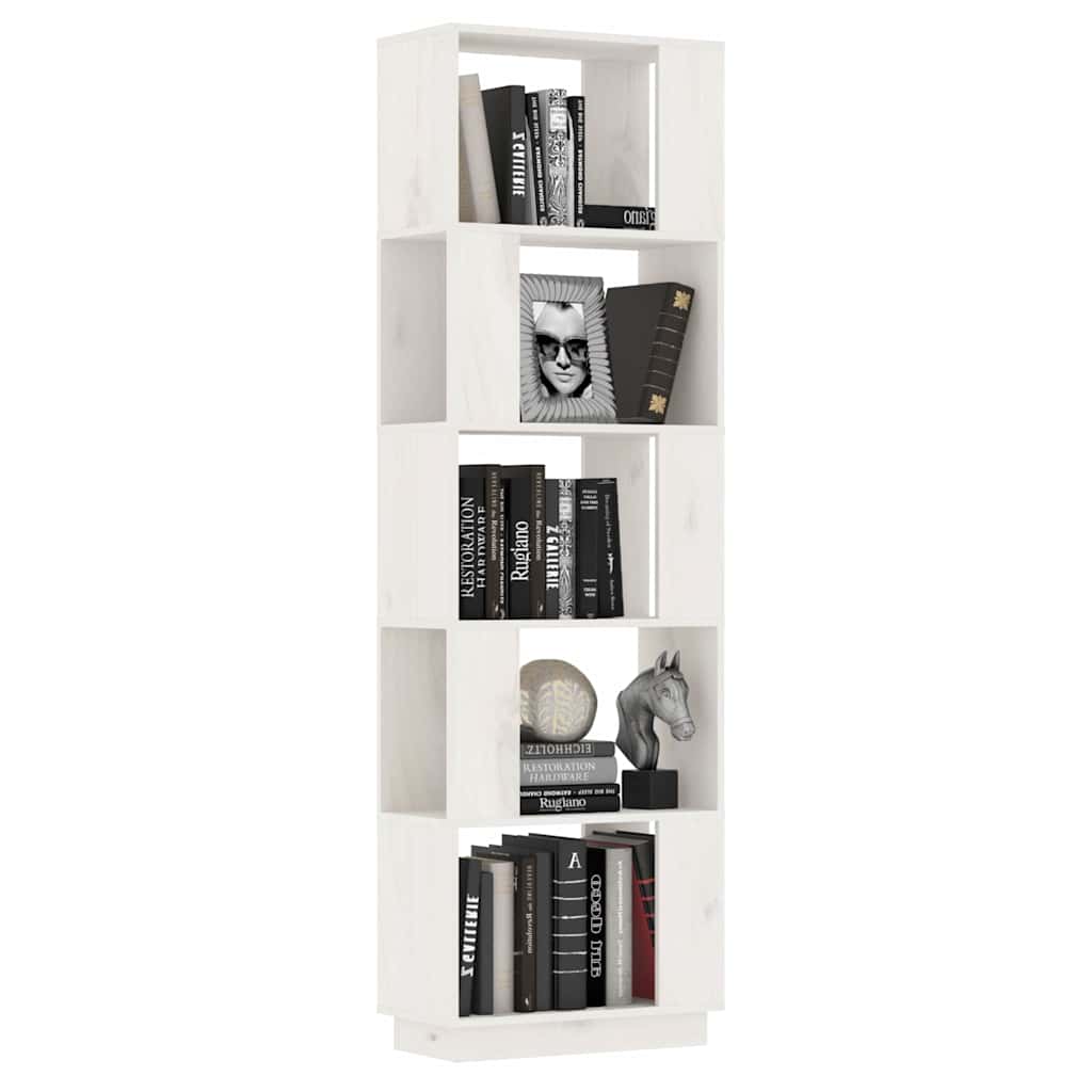 vidaXL Book Cabinet/Room Divider White 51x25x163.5 cm Solid Wood Pine 4
