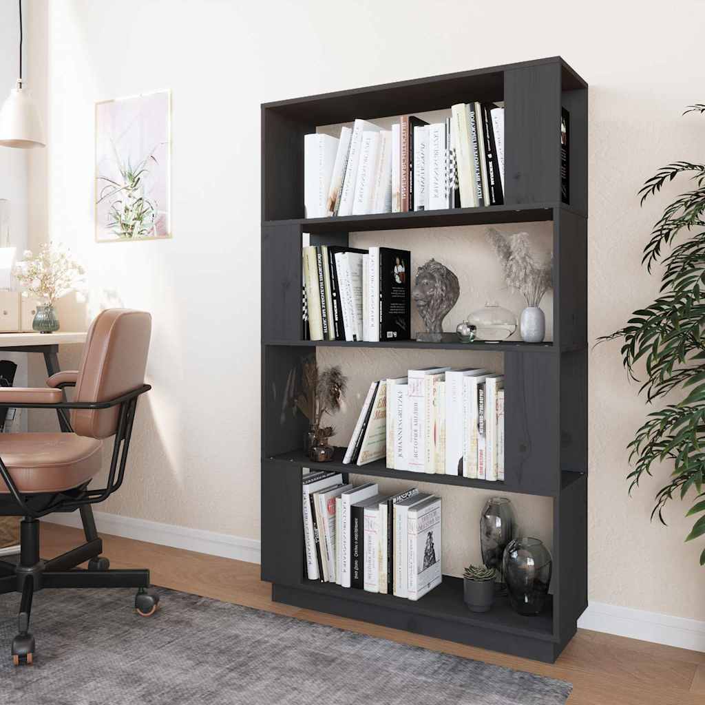 vidaXL Book Cabinet | Grey | Solid Pine Wood | Medium | Book Cabinet 3