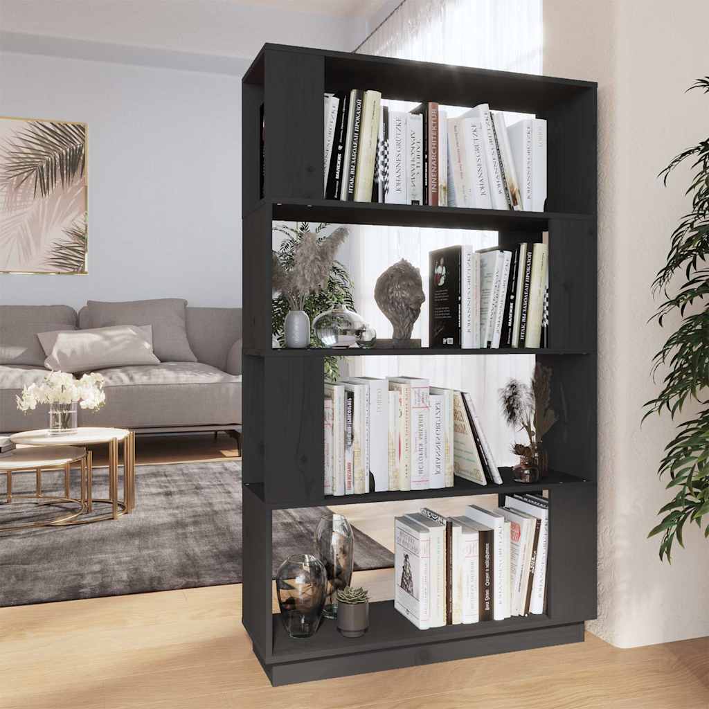 vidaXL Book Cabinet | Grey | Solid Pine Wood | Medium | Book Cabinet 1