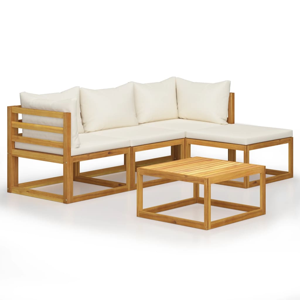 vidaXL 5 Piece Garden Lounge Set with Cushions Solid Wood Acacia 2