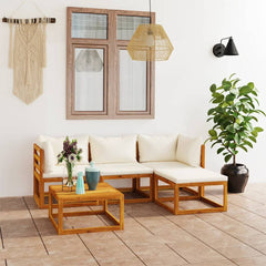 vidaXL 5 Piece Garden Lounge Set with Cushions Solid Wood Acacia 1