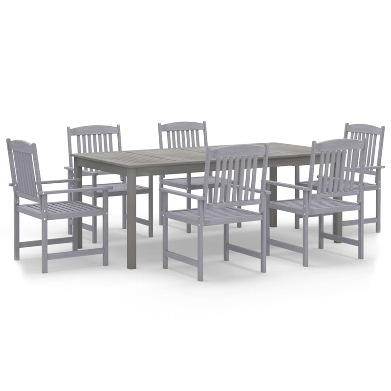 7 Piece Garden Dining Set Solid Wood Acacia Grey