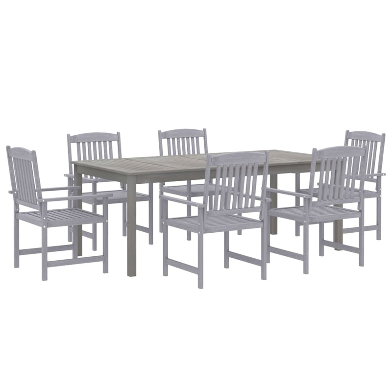 7 Piece Garden Dining Set Solid Wood Acacia Grey