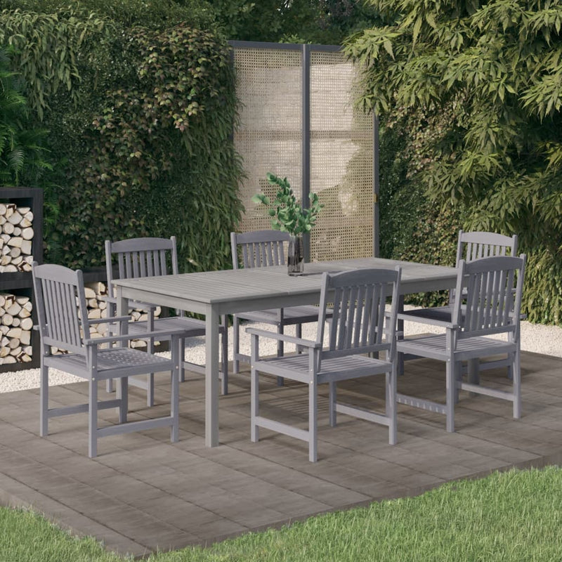 7 Piece Garden Dining Set Solid Wood Acacia Grey