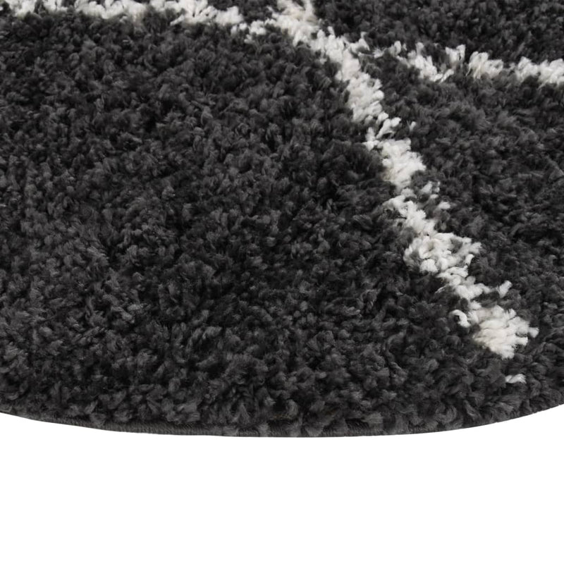 Shaggy Rug High Pile Cream and Anthracite φ120 cm