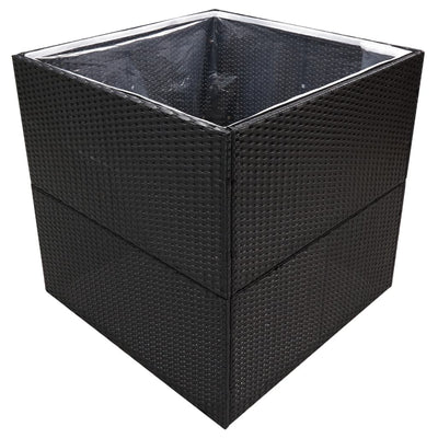 Garden Planter Black 80x80x80 cm Poly Rattan