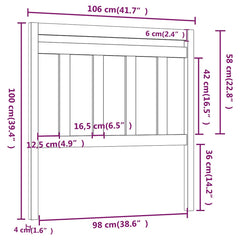 814080 vidaXL Bed Headboard White 106x4x100 cm Solid Wood Pine 5