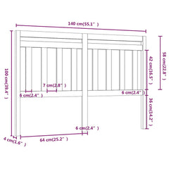 814089 vidaXL Bed Headboard 140x4x100 cm Solid Wood Pine 5