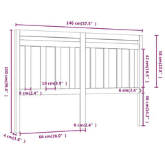 814094 vidaXL Bed Headboard 146x4x100 cm Solid Wood Pine 5
