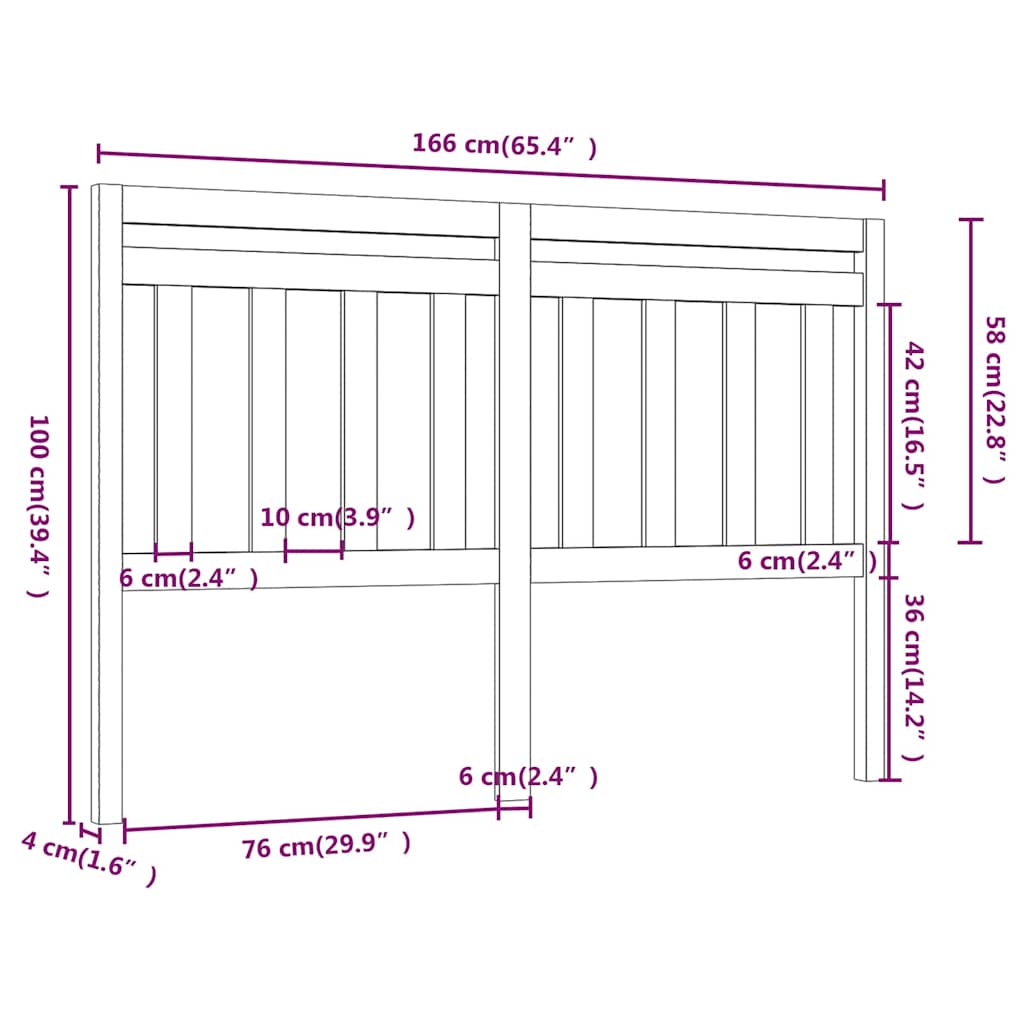 814107 vidaXL Bed Headboard Honey Brown 166x4x100 cm Solid Wood Pine 5