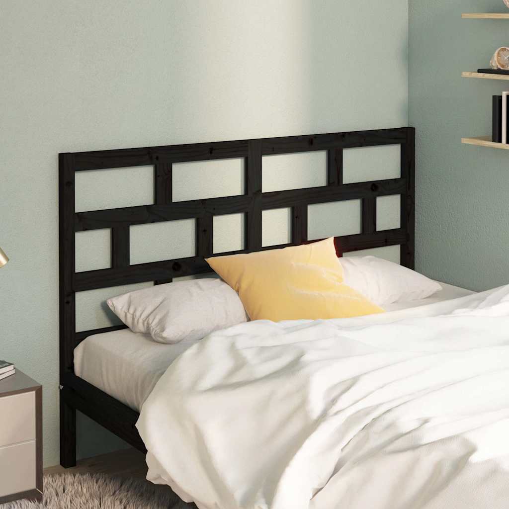 vidaXL Bed Headboard | Black | Solid Pine Wood | Standard | Bed Headboard 3