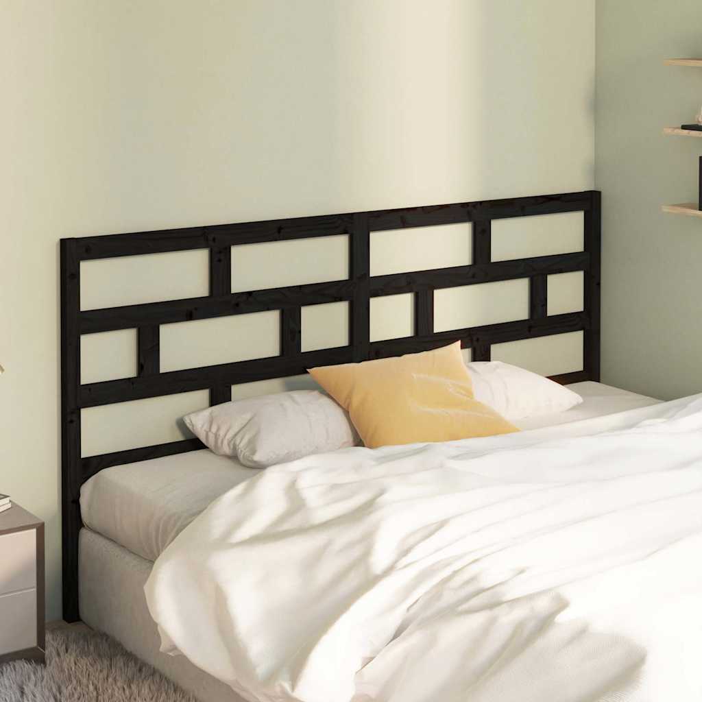 vidaXL Bed Headboard | Black | Solid Pine Wood | Standard | Decorative Inlays 3