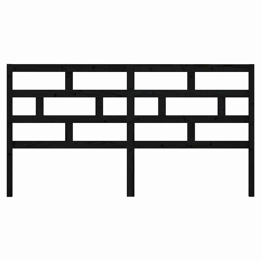 vidaXL Bed Headboard | Black | Solid Pine Wood | Standard | Decorative Inlays 4