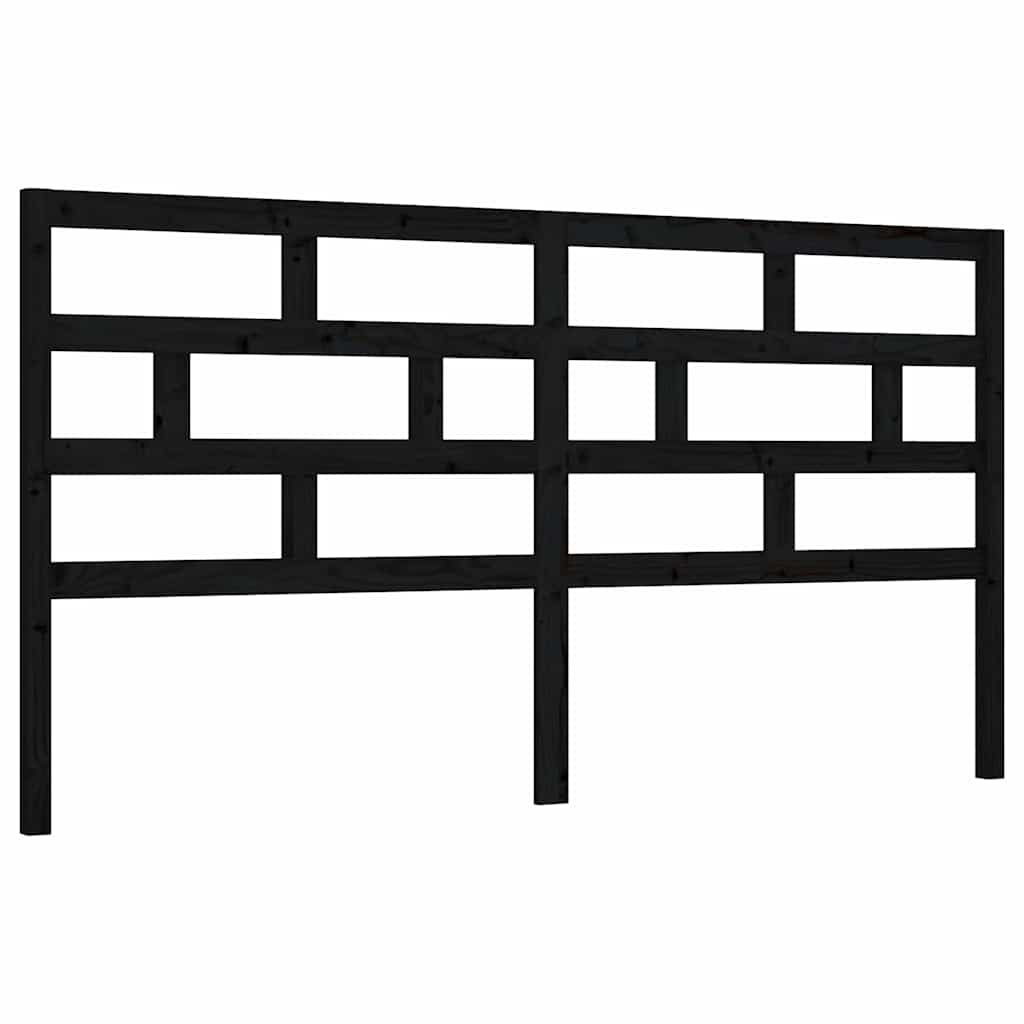 vidaXL Bed Headboard | Black | Solid pine wood | 206x4x100 cm |  Durable 2