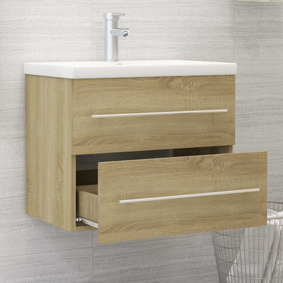 Sink Cabinet with Built-in Basin Sonoma Oak Engineered Wood