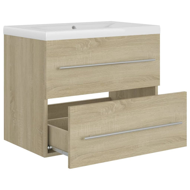 Sink Cabinet with Built-in Basin Sonoma Oak Engineered Wood