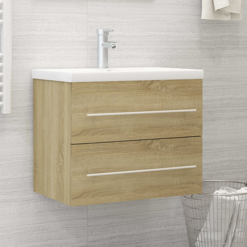 Sink Cabinet with Built-in Basin Sonoma Oak Engineered Wood