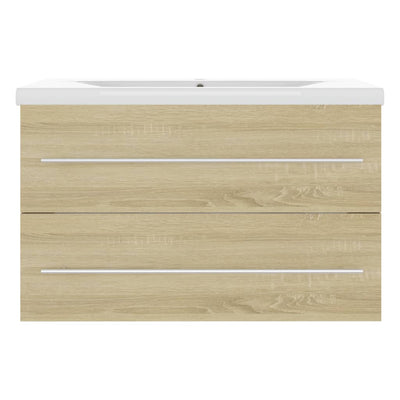 Sink Cabinet with Built-in Basin Sonoma Oak Engineered Wood